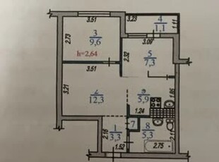 2-комн. квартира , 47.6м² , 2/10 этаж