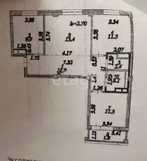 3-комн. квартира , 70.4м² , 6/8 этаж