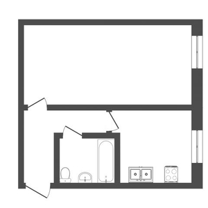 1-комн. квартира , 35м² , 2/5 этаж