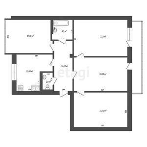 4-комн. квартира , 112.5м² , 2/5 этаж