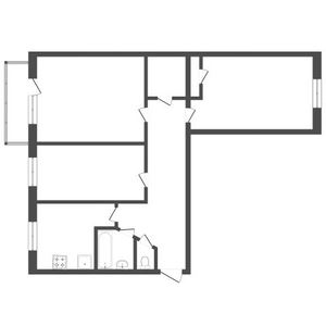 3-комн. квартира , 58.9м² , 4/5 этаж