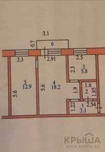 2-комнатная квартира, 43 м², 4/5 этаж, Жамбыла жабаева 137