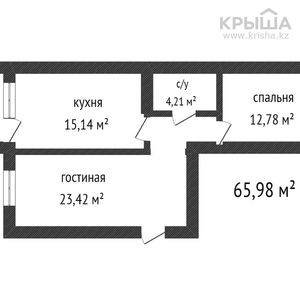 2-комнатная квартира, 65.98 м², 3/9 этаж, Зеленая 25