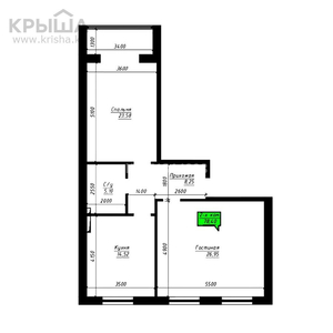 2-комнатная квартира, 78 м², 4/5 этаж, 16-й мкр 79