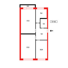 Продажа 3-комнатной квартиры, 62 м, Гапеева