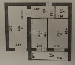 2-комн. квартира , 57.5м² , 7/12 этаж