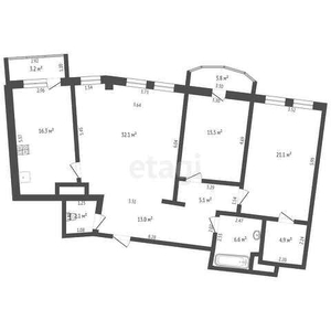 3-комн. квартира , 124м² , 5/18 этаж