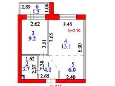 2-комн. квартира , 37.5м² , 4/9 этаж