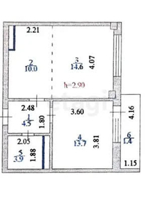 2-комн. квартира , 48.1м² , 6/23 этаж