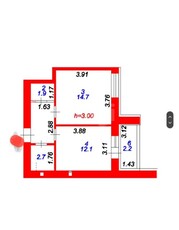 1-комн. квартира , 38.3м² , 10/12 этаж