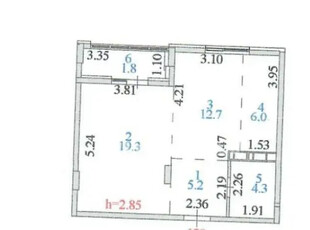 1-комн. квартира , 49.3м² , 5/9 этаж