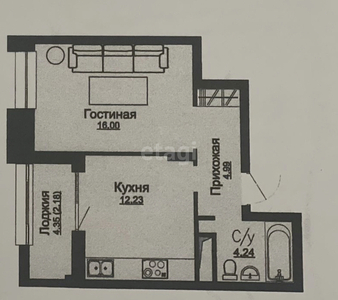 1-комн. квартира , 40м² , 5/9 этаж