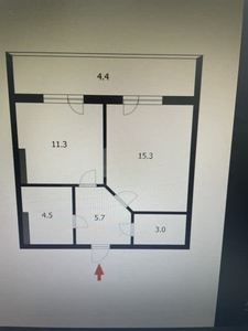 1-комн. квартира , 40.5м² , 8/9 этаж