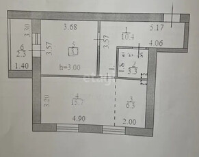 2-комн. квартира , 51.1м² , 6/12 этаж