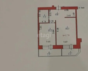 1-комн. квартира , 48.3м² , 2/9 этаж