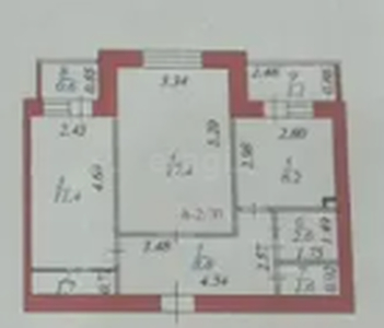 2-комн. квартира , 53.4м² , 10/12 этаж