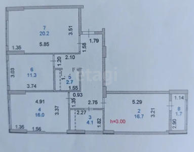 3-комн. квартира , 89м² , 7/18 этаж