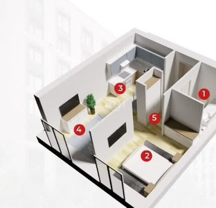 2-комн. квартира , 41.2м² , 5/13 этаж