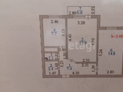 2-комн. квартира , 50.1м² , 4/5 этаж