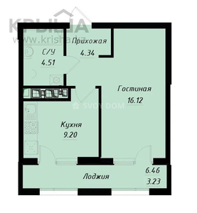 1-комнатная квартира, 37.4 м², Кайыма Мухамедханова