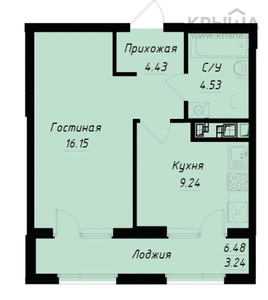 1-комнатная квартира, 37.59 м², 6/16 этаж, Кайыма Мухамедханова — Е 876