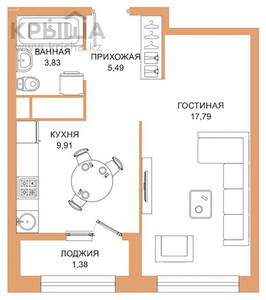 1-комнатная квартира, 38 м², 10/16 этаж, Манаса 109а