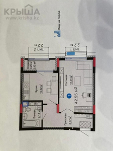 1-комнатная квартира, 43.36 м², 12/12 этаж, Бухар жырау 5B — Ул.38-я