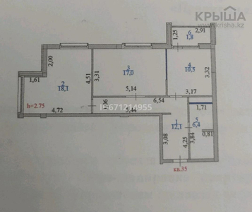 2-комнатная квартира, 65.9 м², 5/7 этаж, Керей, Жанибек хандар 10