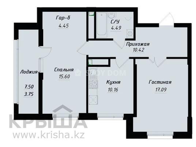 2-комнатная квартира, 65.96 м², Кайыма Мухамедханова