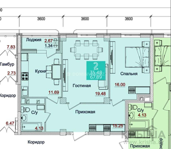 2-комнатная квартира, 69 м², 10/18 этаж, Туран 50 — Олимпийский