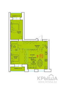 3-комнатная квартира, 67.8 м², 3/5 этаж, Мкр.Старый Аэропорт 32