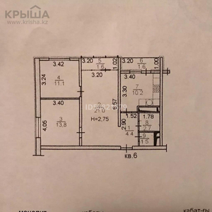 3-комнатная квартира, 70 м², 2/12 этаж, мкр Акбулак