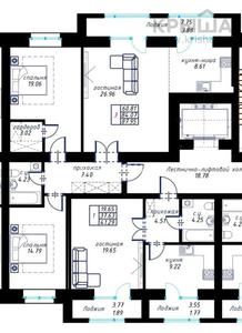 3-комнатная квартира, 90 м², 7 этаж, Туран 48