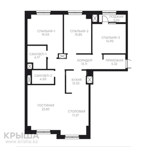 4-комнатная квартира, 129 м², 12/21 этаж, Калдаякова 3