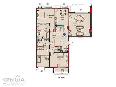 4-комнатная квартира, 162.18 м², 6/8 этаж, Шалқыма 19/1