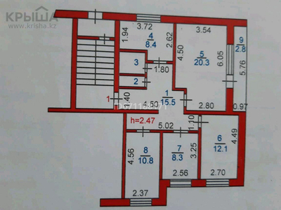 4-комнатная квартира, 82.1 м², 1/3 этаж, Геологическая 17