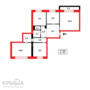 4-комнатная квартира, 84 м², 5/5 этаж, Мкр Степной-3 4 — проспект Шахтёров