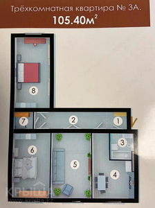 3-комнатная квартира, 105.4 м², 5/5 этаж, 29а мкр