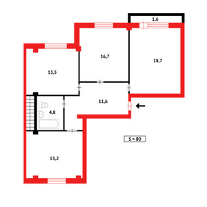 Продажа 3-комнатной квартиры, 80 м, Шахтеров