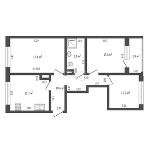 3-комн. квартира , 72.7м² , 8/9 этаж