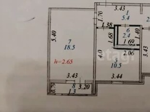 2-комн. квартира , 55м² , 11/12 этаж