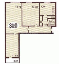 Продажа 3-комнатной квартиры, 86 м, Толе би, дом 14