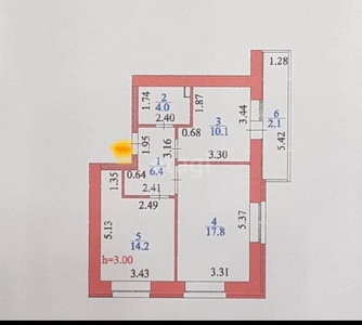 2-комн. квартира , 56м² , 9/9 этаж