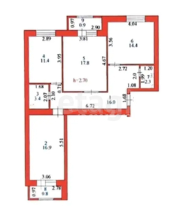 3-комн. квартира , 84м² , 4/8 этаж