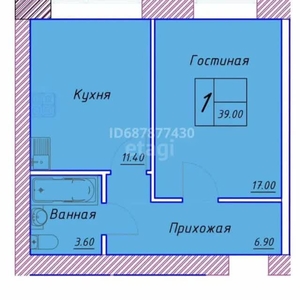 1-комн. квартира , 39м² , 9/9 этаж