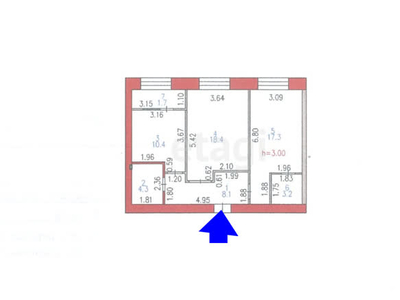 2-комн. квартира , 63.4м² , 2/12 этаж