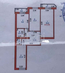 3-комн. квартира , 77.2м² , 3/4 этаж