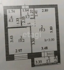 1-комн. квартира , 39.6м² , 2/9 этаж