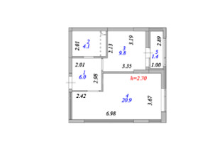 1-комн. квартира , 42.2м² , 9/12 этаж