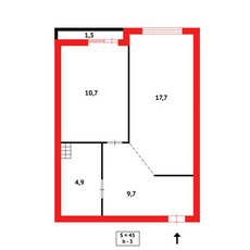 Продажа 1-комнатной квартиры, 45 м, Республики